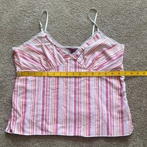 Jordache Pink and White Striped Camisole Tank Top L